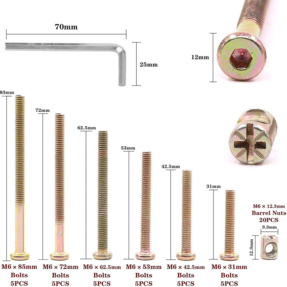 Набор сменных винтов для детск – обзор и цена Furniture Hardware Barrel Nut